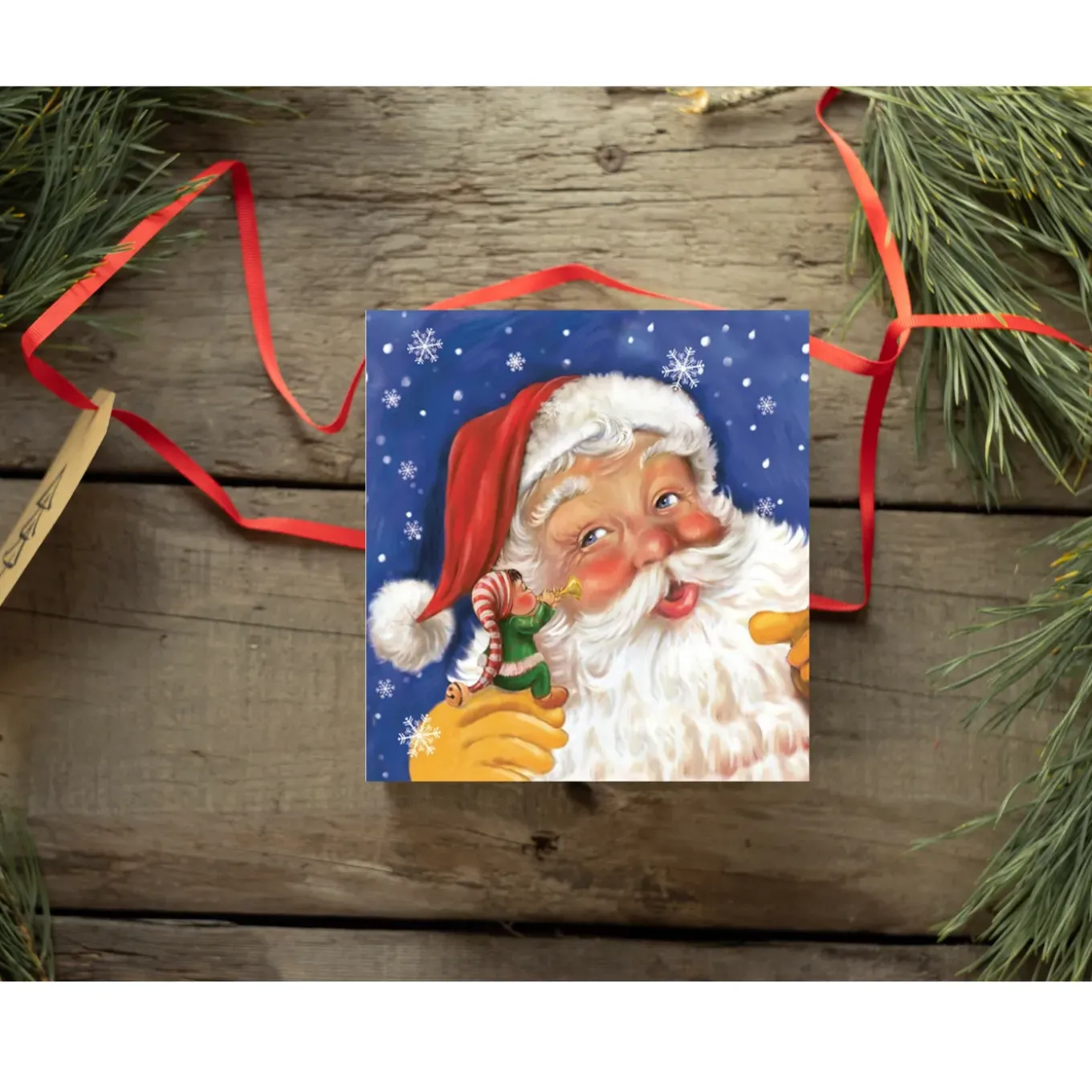 Daisy Kerst Thema Servetten - 20x St - 33 X 33 Cm - Kerstman