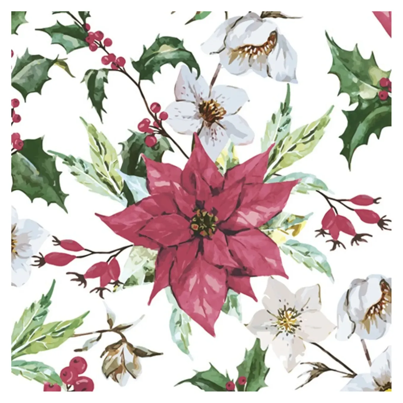 Daisy Kerst Thema Servetten - 20x- 33 Cm - Kerststerren