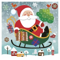 Daisy Kerst Thema Servetten - 20x - 33 X 33 Cm - Kerstman Cartoon