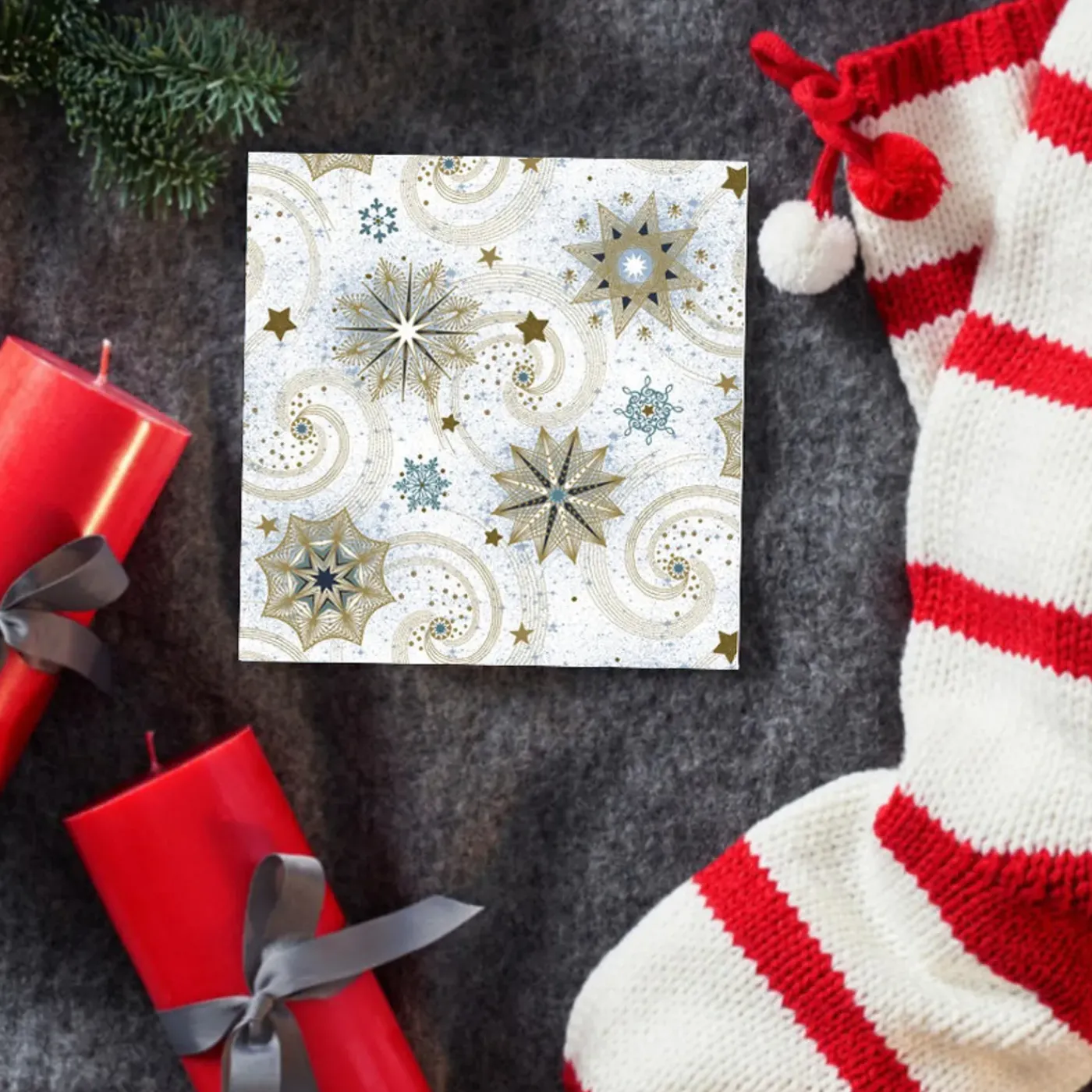 Daisy Kerst Thema Servetten - 20x St - 33 X 33 Cm - Sneeuwvlokken