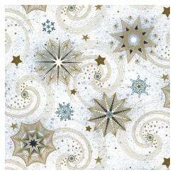 Daisy Kerst Thema Servetten - 20x St - 33 X 33 Cm - Sneeuwvlokken