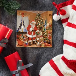 Daisy Kerst Thema Servetten - 20x St - 33 X 33 Cm - Kerstman