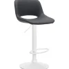 Décoshop26 Barkruk/hoge Stoel X1 Met Voetensteun In Zwart Pvc Witte Metalen Voet