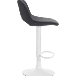 Décoshop26 Barkruk/hoge Stoel X1 Met Voetensteun In Zwart Pvc Witte Metalen Voet