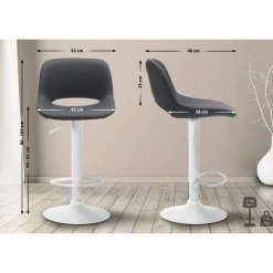 Décoshop26 Barkruk/hoge Stoel X1 Met Voetensteun In Zwart Pvc Witte Metalen Voet