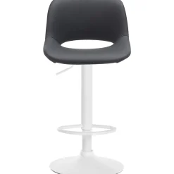 Décoshop26 Barkruk/hoge Stoel X1 Met Voetensteun In Zwart Pvc Witte Metalen Voet
