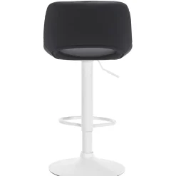 Décoshop26 Barkruk/hoge Stoel X1 Met Voetensteun In Zwart Pvc Witte Metalen Voet