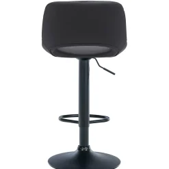 Décoshop26 Barkruk/hoge Stoel X1 Met Voetensteun In Zwart Pvc Zwarte Metalen Voet