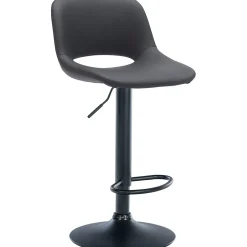 Décoshop26 Barkruk/hoge Stoel X1 Met Voetensteun In Zwart Pvc Zwarte Metalen Voet