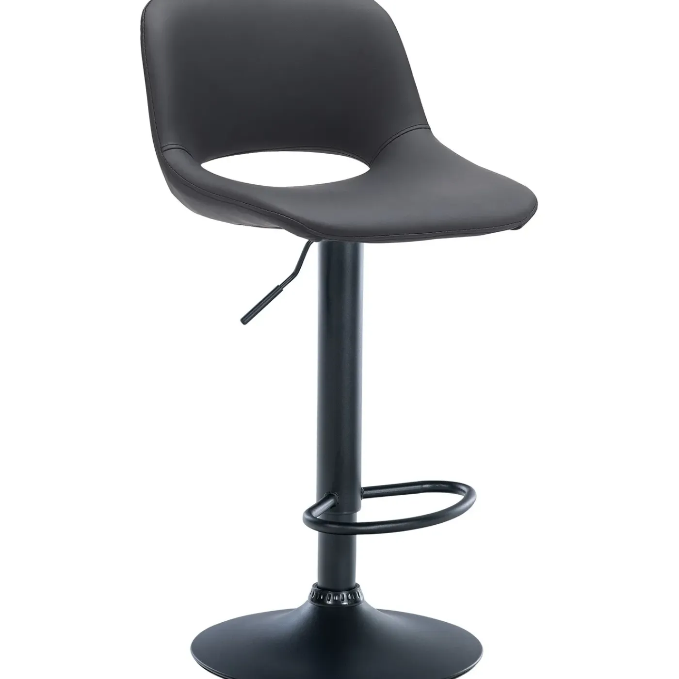 Décoshop26 Barkruk/hoge Stoel X1 Met Voetensteun In Zwart Pvc Zwarte Metalen Voet