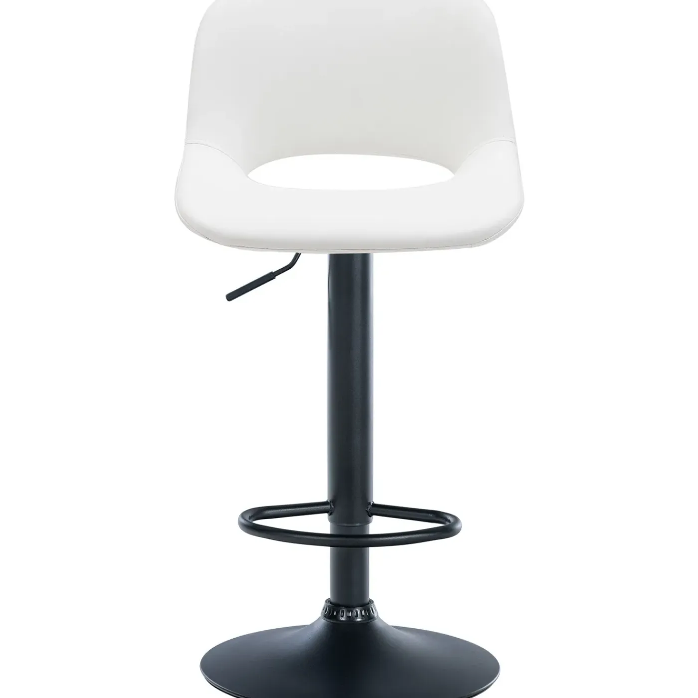 Décoshop26 Barkruk/hoge Stoel X1 Met Voetensteun In Wit Pvc Zwarte Metalen Voet