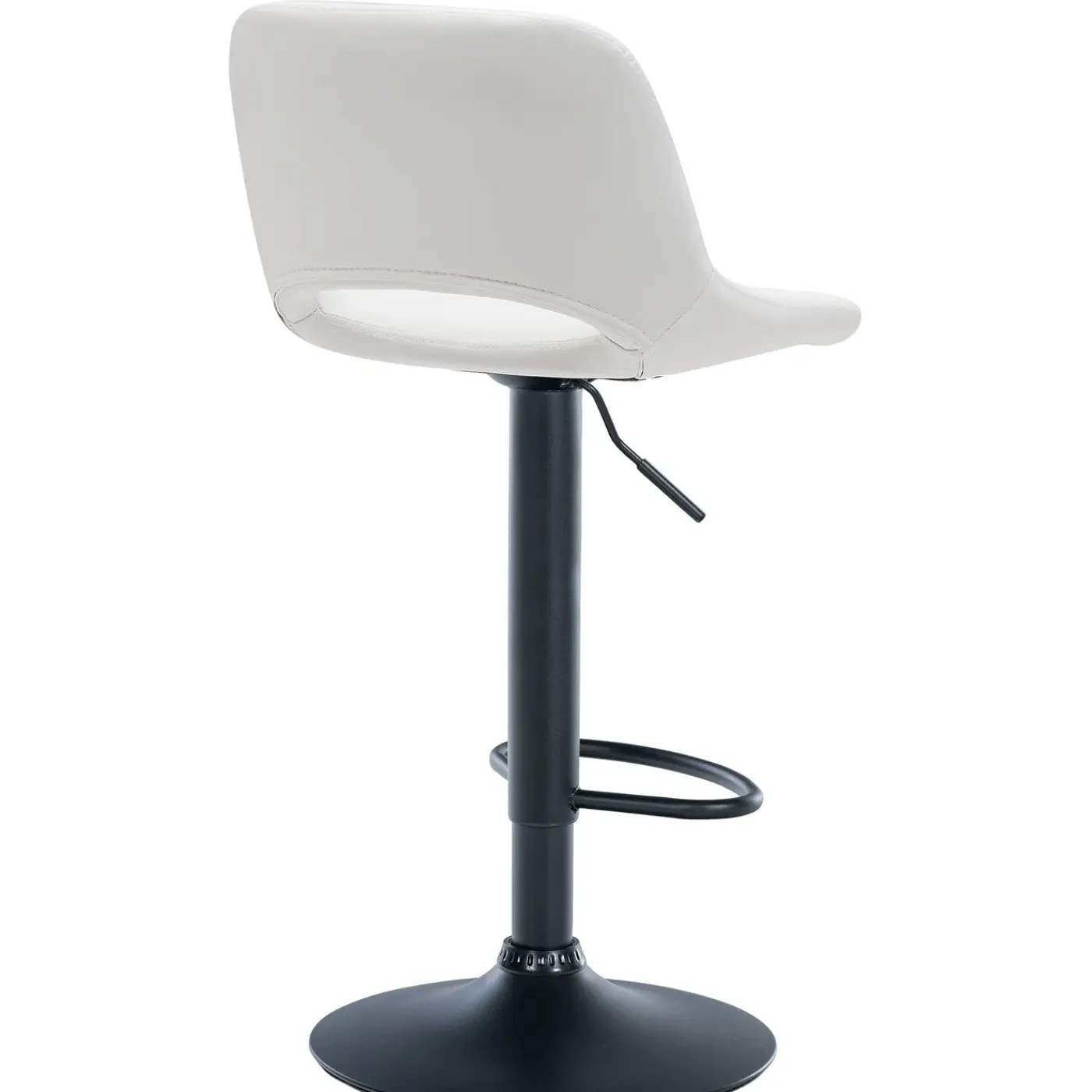 Décoshop26 Barkruk/hoge Stoel X1 Met Voetensteun In Wit Pvc Zwarte Metalen Voet