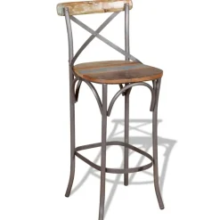 Décoshop26 Barkruk X1 Rustieke Kinderstoel Van Gerecycled Hout Veelkleurig