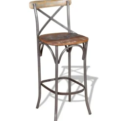 Décoshop26 Barkruk X1 Rustieke Kinderstoel Van Gerecycled Hout Veelkleurig