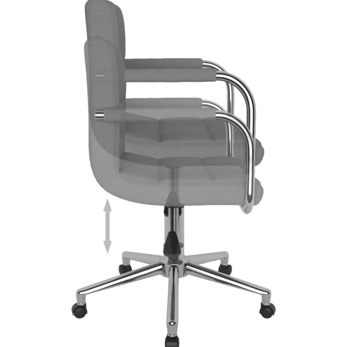 Décoshop26 Draaibare Eetkamer- Of Bureaustoel In Lichtgrijze Stof En Staal