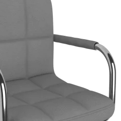 Décoshop26 Draaibare Eetkamer- Of Bureaustoel In Lichtgrijze Stof En Staal