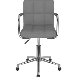 Décoshop26 Draaibare Eetkamer- Of Bureaustoel In Lichtgrijze Stof En Staal