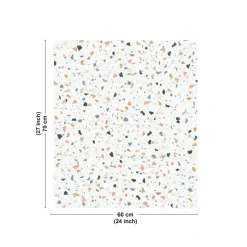 99deco - Achterwand Voor Afzuigkap In Aluminium Met Wit Terrazzo-effect - 70x60 Cm