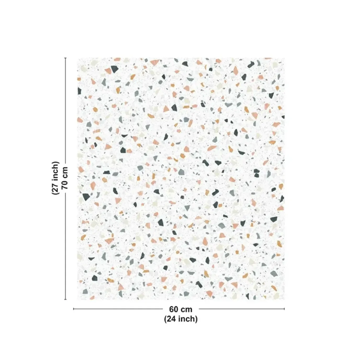 99deco - Achterwand Voor Afzuigkap In Aluminium Met Wit Terrazzo-effect - 70x60 Cm