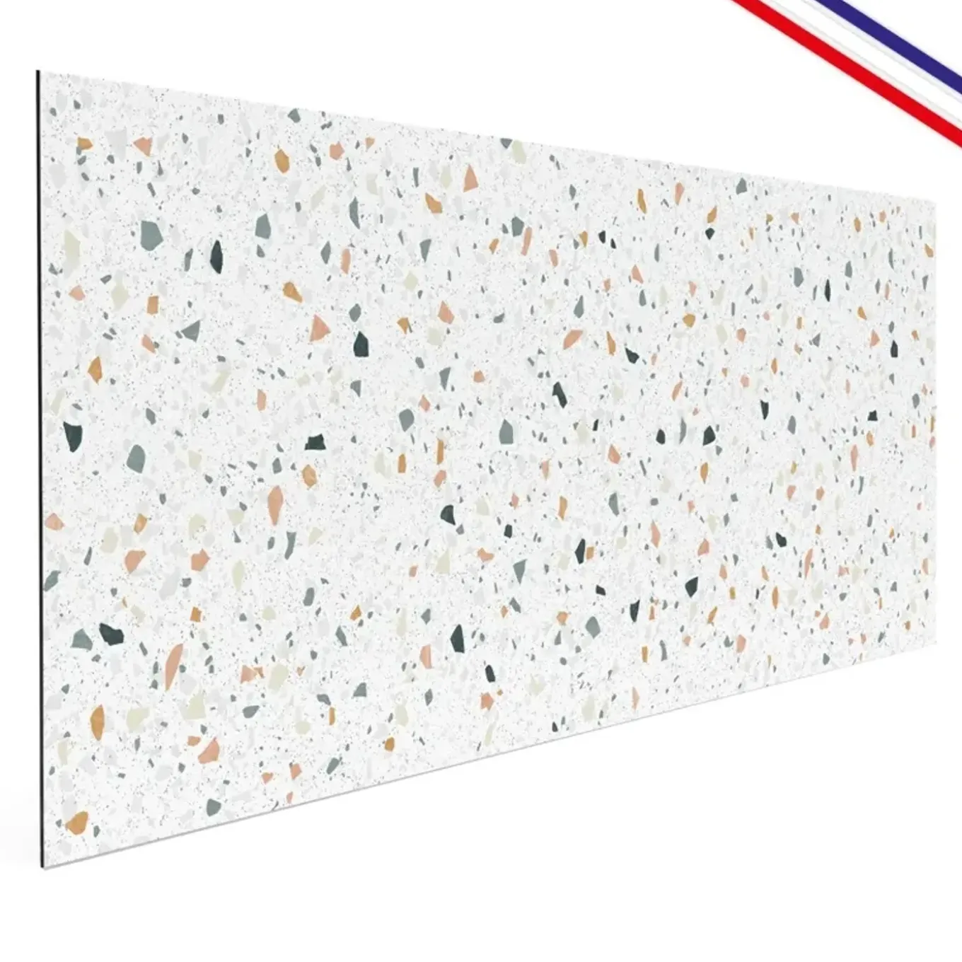 99deco - Achterwand Voor Afzuigkap In Aluminium Met Wit Terrazzo-effect - 70x60 Cm