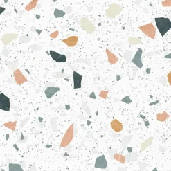 99deco - Achterwand Voor Afzuigkap In Aluminium Met Wit Terrazzo-effect - 70x60 Cm