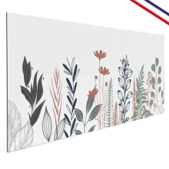 99deco - Aluminium Achterwand Voor Afzuigkap - Bloemmotief In Diepblauw En Groen - 70x60 Cm