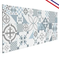 99Déco 99deco - Aluminium Afzuigkapachterwand - Blauw Cementtegel-effect - 70x90 Cm