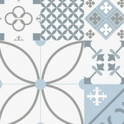 99Déco 99deco - Aluminium Afzuigkapachterwand - Blauw Cementtegel-effect - 70x90 Cm