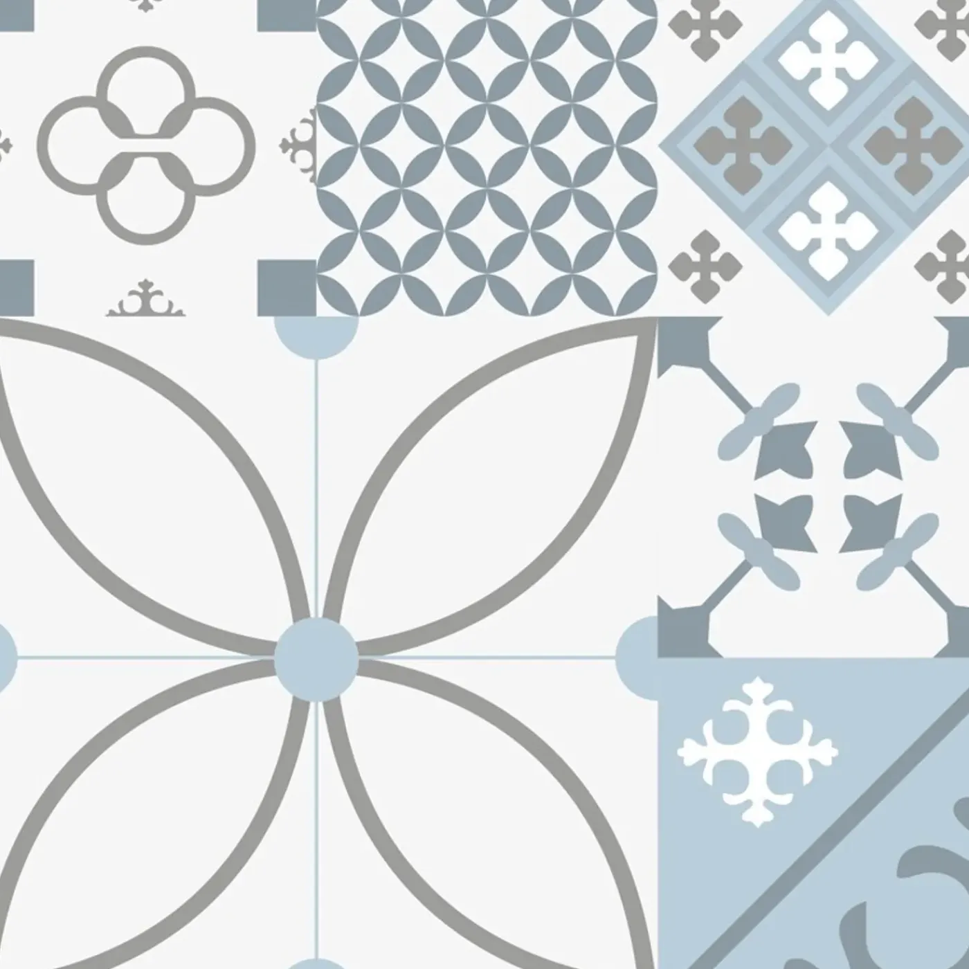 99Déco 99deco - Aluminium Afzuigkapachterwand - Blauw Cementtegel-effect - 70x90 Cm