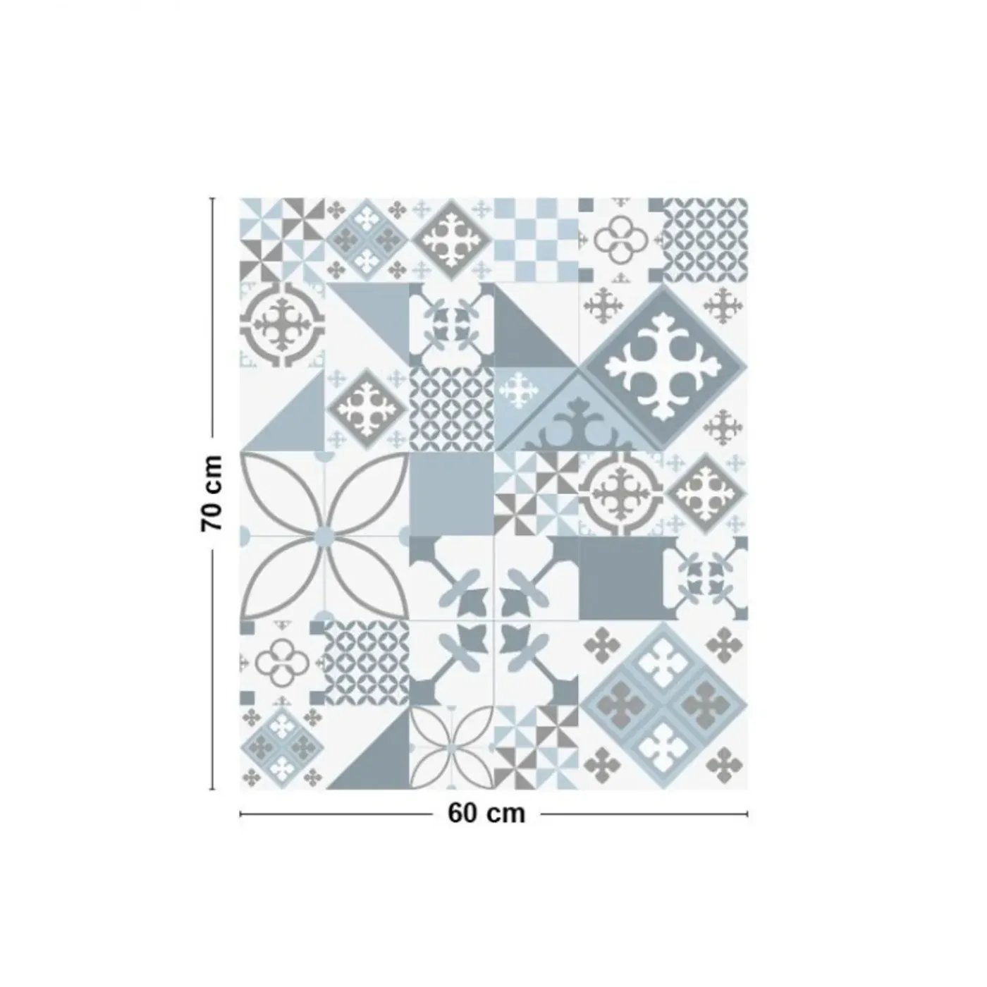 99Déco 99deco - Aluminium Afzuigkapachterwand - Blauw Cementtegel-effect - 70x60 Cm