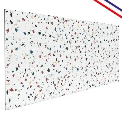 99deco - Aluminium Keukenachterwand - Wit Terrazzopatroon - 240x50 Cm