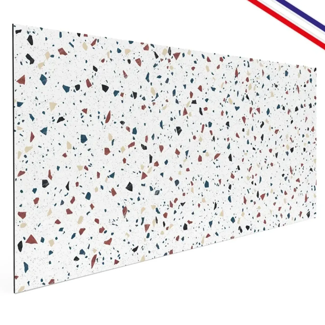 99deco - Aluminium Keukenachterwand - Wit Terrazzopatroon - 240x50 Cm