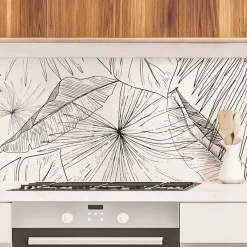 99Déco 99deco - Aluminium Keukenachterwand - Zwart Bloemmotief - 240x50 Cm