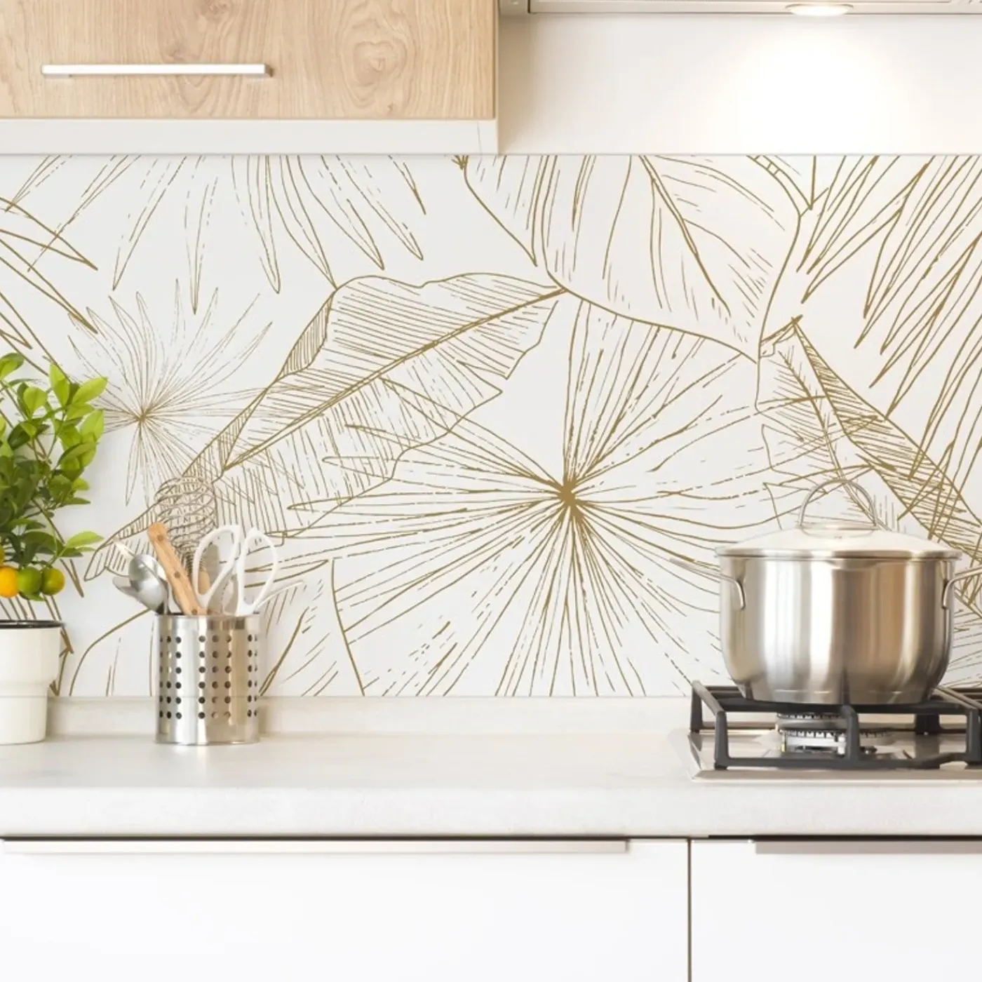 99Déco 99deco - Aluminium Keukenachterwand - Bloemenmotief Karamel - 240x50 Cm