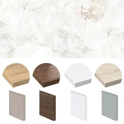 99deco - Keukenachterwand Van Aluminium - Effect Verouderd Beige Beton - 200x20 Cm