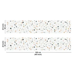 99Déco 99deco - Keukenachterwand Van Aluminium Met Wit Terrazzo-effect - 200x20 Cm