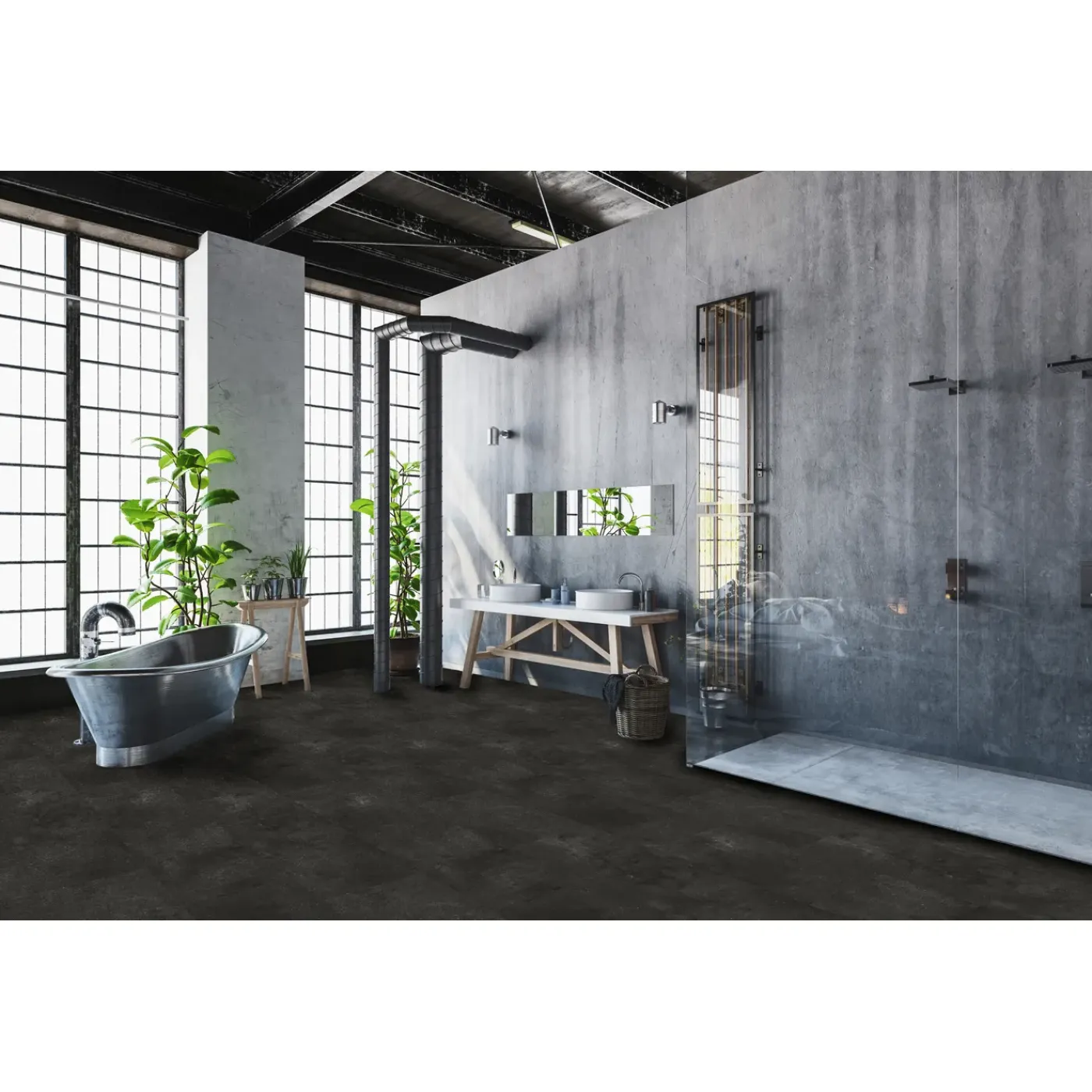 DecoMode – Praxis Eigen Merk Decomode PVC Vloertegel Dynamic Miniral Black - 4-zijdige micro V-groef - 1,860m²