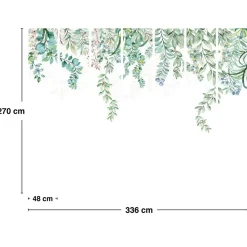 99deco - Panoramisch Bloemenbehang Poetic Plantengroen 336x270cm