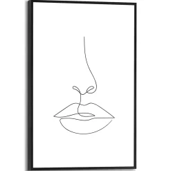 Decoratief paneel Illustratie mond en neus zwart-wit 20x30cm MDF
