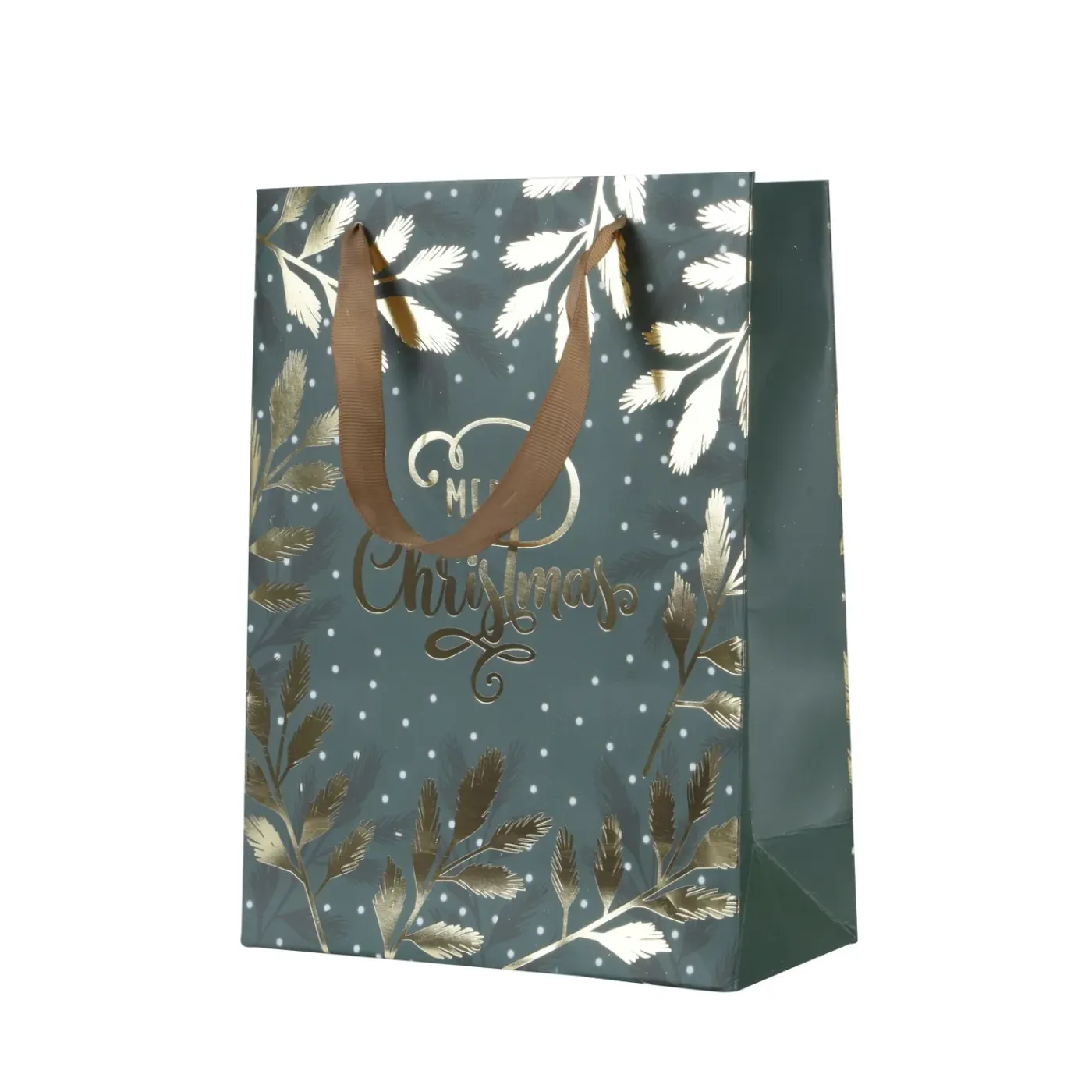 Decoris Cadeautas Papier - Groen/goud - 42cm