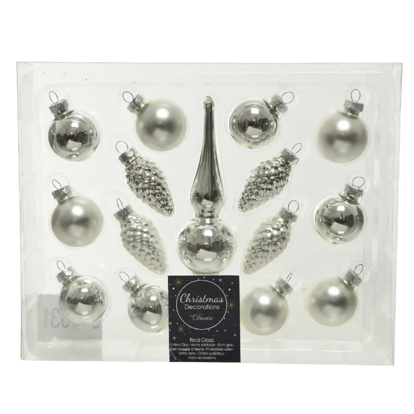 Decoris - Figuur gl mini piek zilver 15st