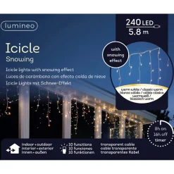 Decoris Icicleverlichting Sneeuwval Effect - 240 LED's - Warm Wit - 5,8m - Binnen & Buiten