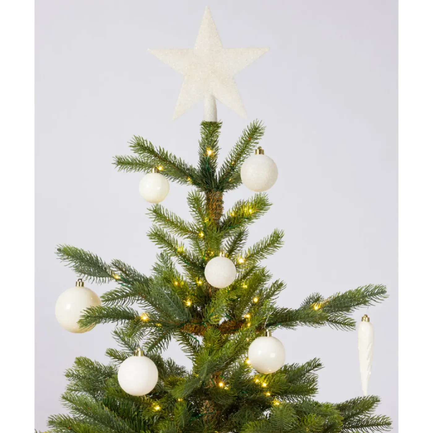 Decoris Kerstballen - 34-dlg - Wol Wit - Kunststof