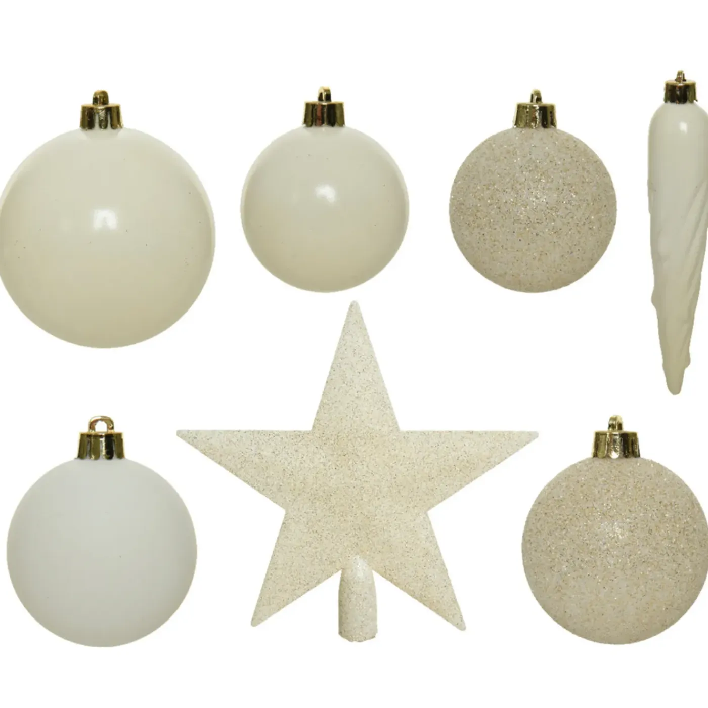Decoris Kerstballen - 34-dlg - Wol Wit - Kunststof