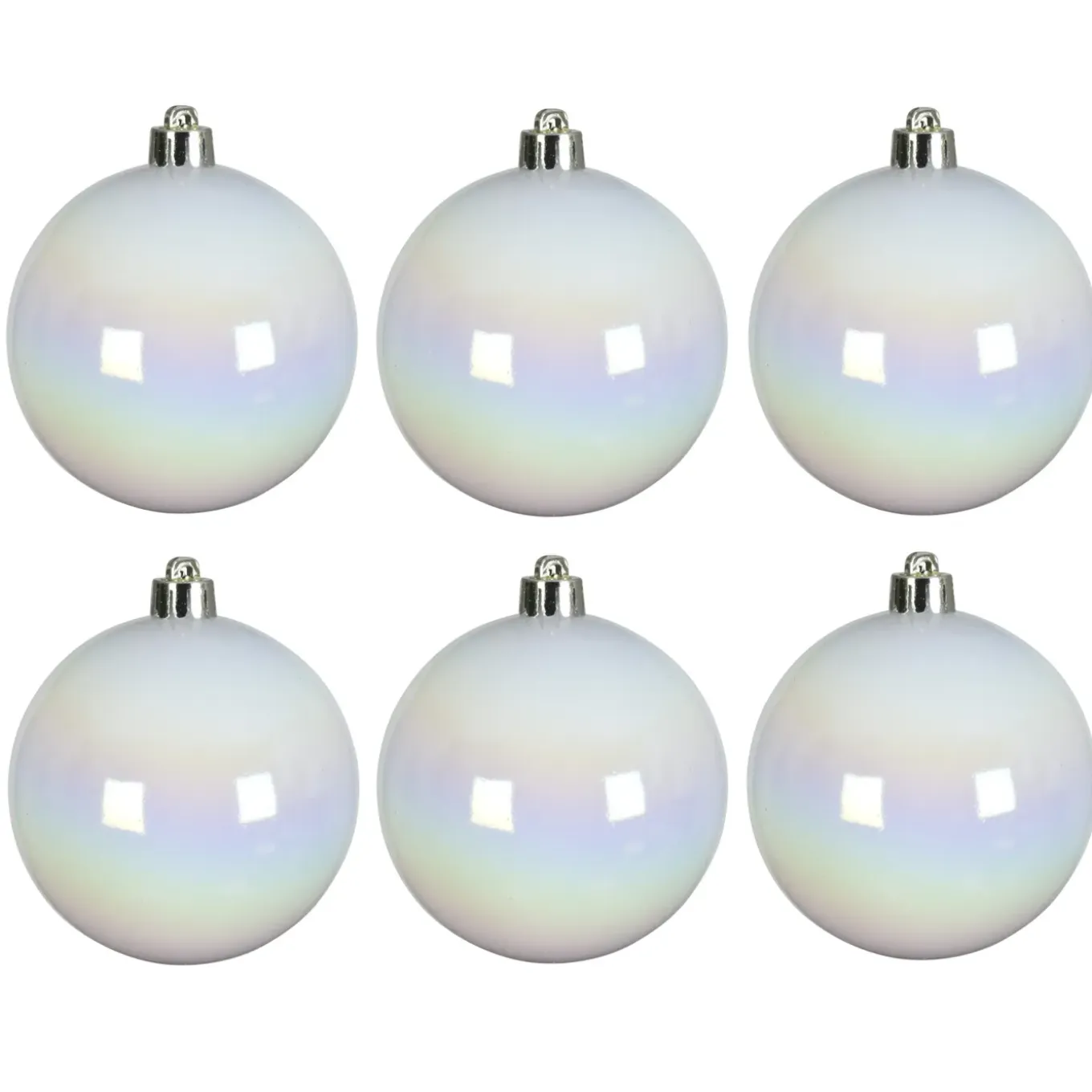 Decoris Kerstballen - 6x St - Wit Parelmoer - D8 Cm - Kunststof