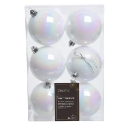 Decoris Kerstballen - 6x St - Wit Parelmoer - D8 Cm - Kunststof