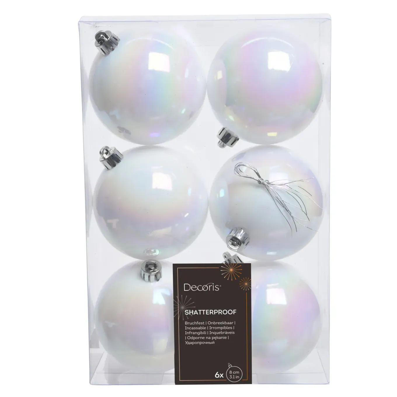 Decoris Kerstballen - 6x St - Wit Parelmoer - D8 Cm - Kunststof