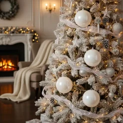 Decoris Kerstbal - Wit Parelmoer - Groot - Kunststof - 14 Cm