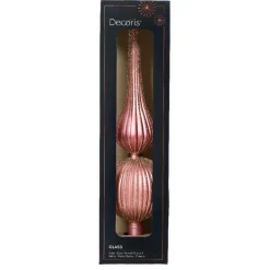 Decoris Kerstboompiek - 31 Cm - Glas - Oudroze/goud