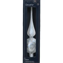 Decoris Kerstboom Piek Luxe - Wit - Zilver Ijslak- Glas - 31cm
